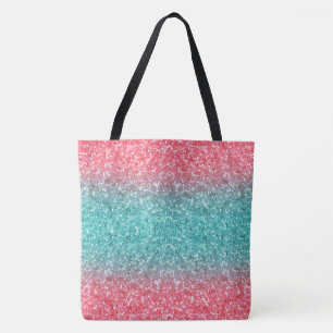 Tote Bag Parties scintillant Ombre bleu rose