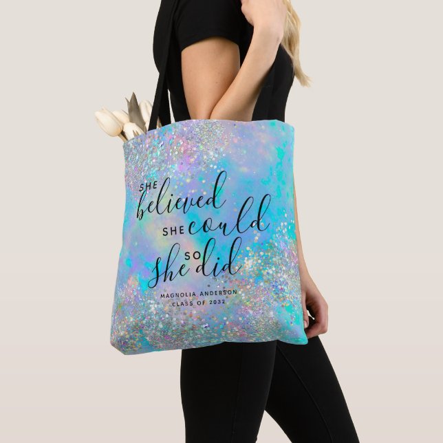 Tote Bag Parties scintillant Opale Elle Croyait Qu'Elle Pou (De près)