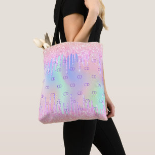 Tote Bag Parties scintillant rose arc-en-ciel hologramme pe