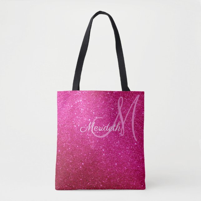 Tote Bag Parties scintillant Rose Chaud Fuschia Et Étincell (Devant)