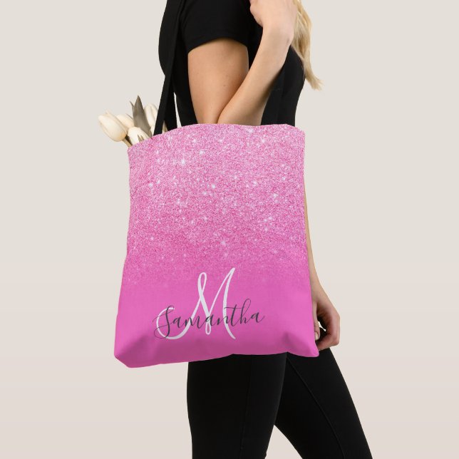 Tote Bag Parties scintillant rose clair chic bloc ombre mon (De près)