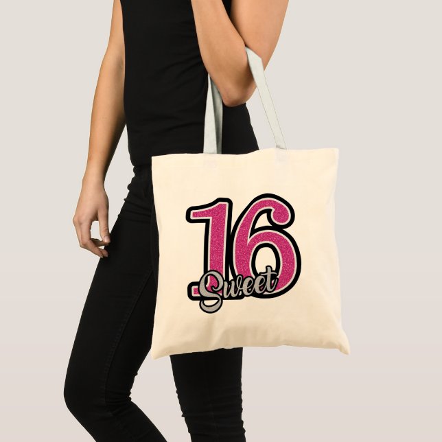 Tote Bag Parties scintillant Rose Et Gris (Devant (produit))