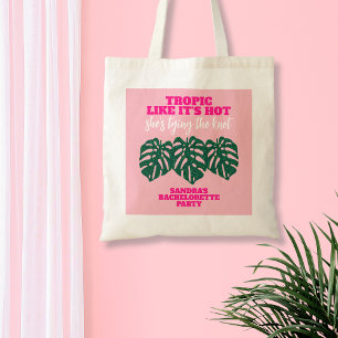 Tote Bag Parties scintillant rose tropicale Monstera Bachel