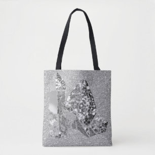 Tote Bag Parties scintillantes de Faux de cristaux de gris