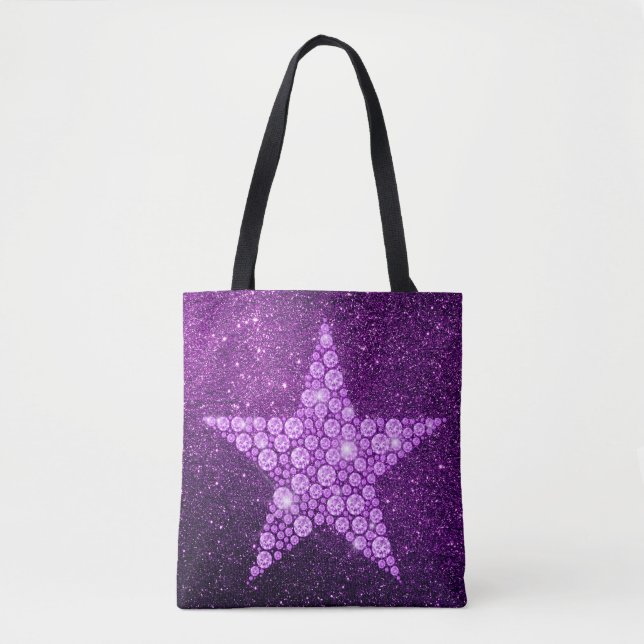 Tote Bag Parties scintillantes pourpres de Faux d'étoile de (Devant)