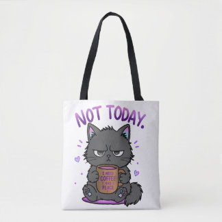 Tote Bag Pas aujourd'hui Grumpy Cat Amoureux du Café Mignon