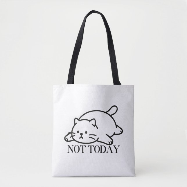 Tote Bag Pas aujourd'hui Humeur de chat paresseux mignon (Devant)
