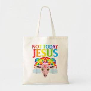 Tote Bag Pas aujourd'hui Jésus arc-en-ciel Satanique Vintag