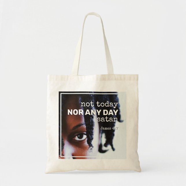 Tote Bag PAS AUJOURD'HUI SATAN Christian (Devant)