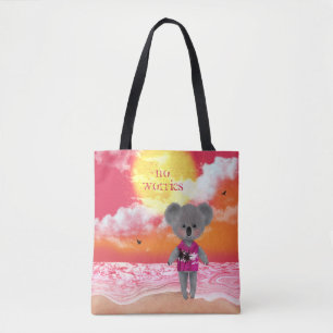 Tote Bag Pas de soucis koala sur la plage du coucher du sol