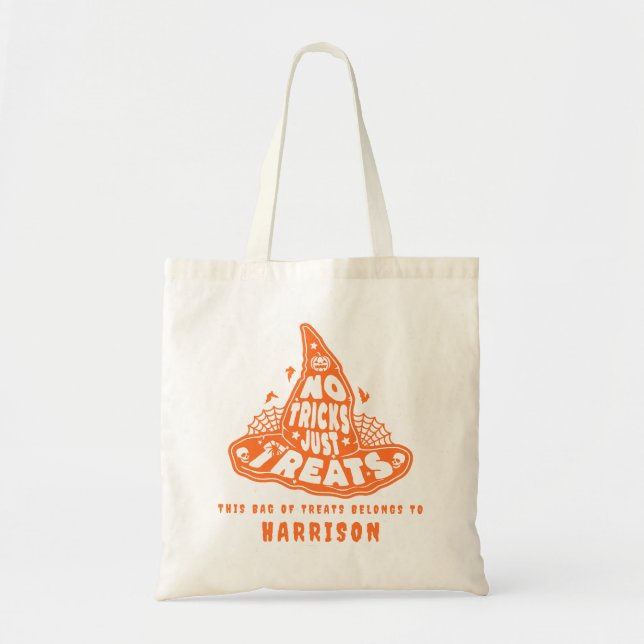 Tote Bag Pas De Trucs Juste Traite Halloween sorcière Casqu (Devant)