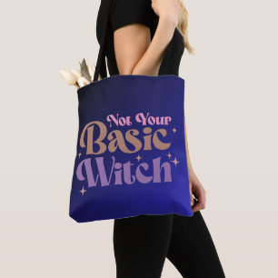 Tote Bag Pas Votre Sorcière Bleue de Base Dégradé Halloween