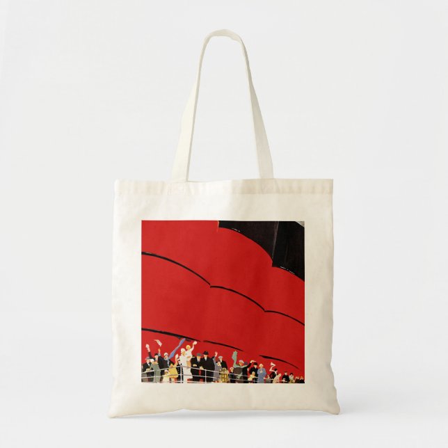 Tote Bag Passagers de bateaux de croisière vintages saluant (Devant)