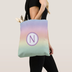 Tote Bag Pastel Arc-en-ciel Couleurs Monogramme