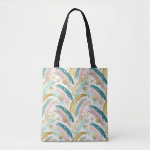 Tote Bag Pastel arc-en-ciel lunaire Abstrait avec étoiles d