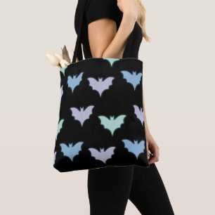 Tote Bag Pastel Bats violet bleu vert noir Halloween