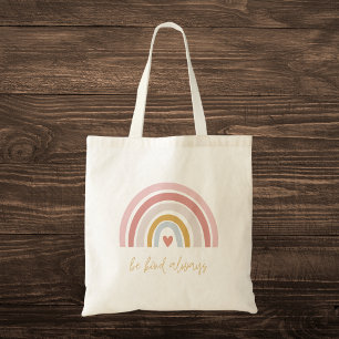 Tote Bag Pastel "Be Kind Always" Arc-en-ciel