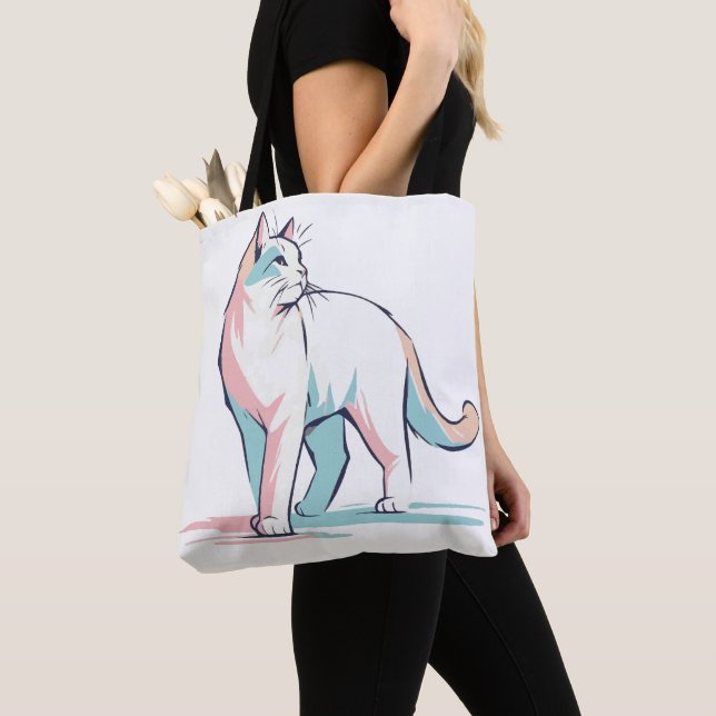 Tote Bag Pastel Feline Flair  (De près)