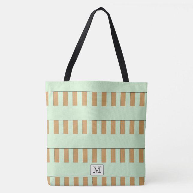 Tote Bag Pastel Green Stripes sur n'importe quel monogramme (Devant)
