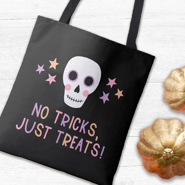 Tote Bag Pastel Halloween Crâne Pas de Trucs Juste Traite (Créateur téléchargé)