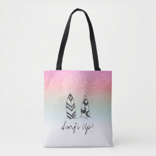 Tote Bag *~* Pastel Ombre Parties scintillant Surfer rose P