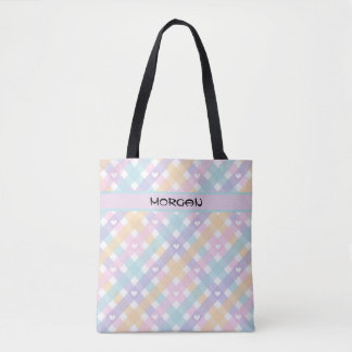 Tote Bag Pastel personnalisé Rainbow En vichy Motif Fourre-