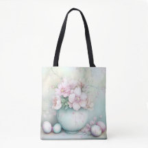 PASTEL PINK & GREEN EASTER VASE & FLOWERS