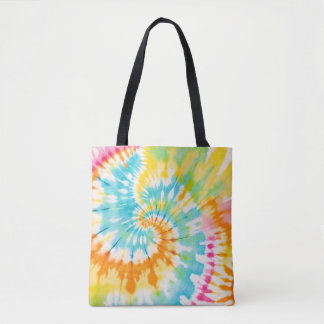 Tote Bag Pastel Rainbow Tie Dye Spiral Pattern