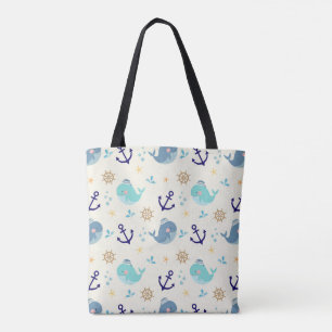 Tote Bag Pastel Sea Creatures - Cute Ocean Animal Motif