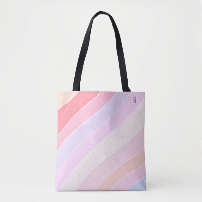Tote Bag Pastel Stripes Personnalisé (Devant)