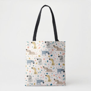 Tote Bag Pastel Terrazzo Funny Mignonne Chien Motif