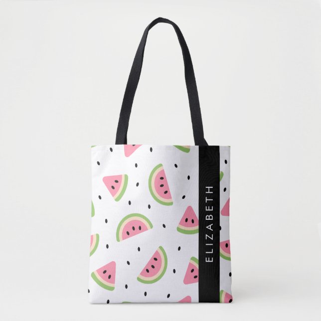Tote Bag Pastèque Rose, Pâtes De Pâques, Votre Nom (Devant)