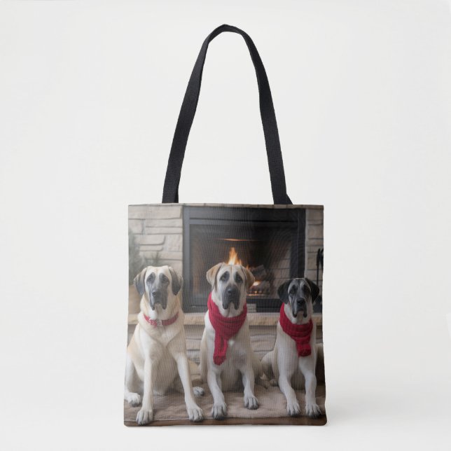 Tote Bag Pasteur anatolien près de la cheminée Noël (Devant)
