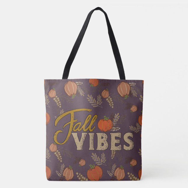 Tote Bag Patch Citrouille Automne Vibes (Devant)
