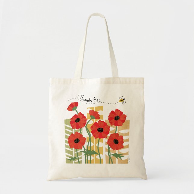 Tote Bag Patch de pavot rouge avec Bee Fourre-tout (Devant)