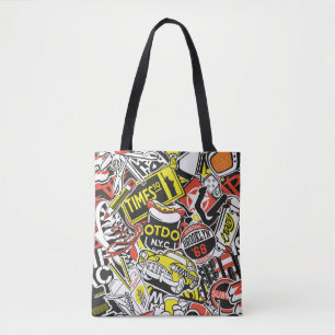 Tote Bag Patchwork d'autocollants urbains de New York vinta