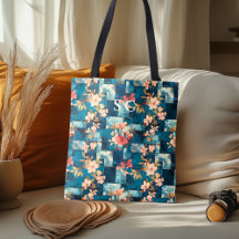Patchwork Floral & Géométrique avec Fleur de Ceris