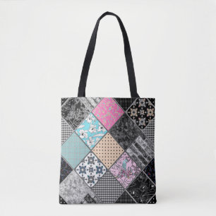 Tote Bag Patchwork rétro couleurs vintages patchwork quilti