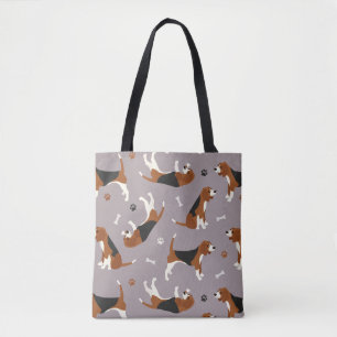 Tote Bag Pâtes et os Beagle mignons Gris