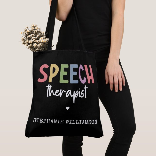 Tote Bag Pathologiste orthophoniste sur mesure SLP (De près)