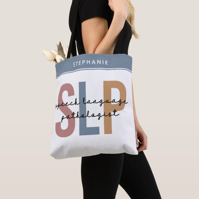 Tote Bag Pathologiste orthophoniste sur mesure SLP (De près)