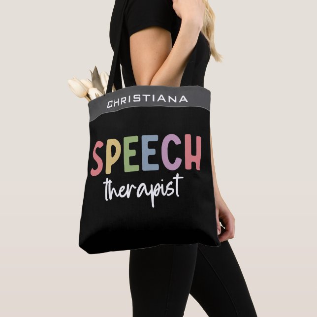 Tote Bag Pathologiste orthophoniste sur mesure SLP (De près)