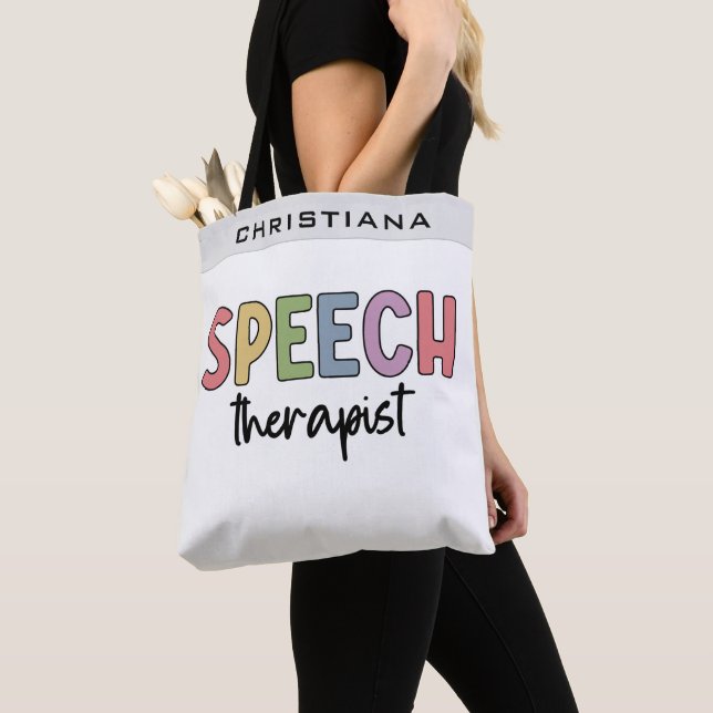 Tote Bag Pathologiste orthophoniste sur mesure SLP (De près)