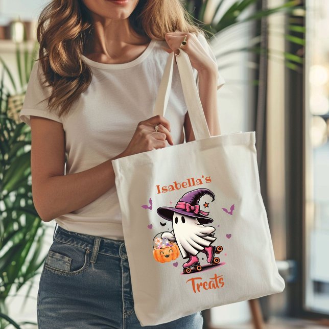 Tote Bag Patinage à rouleaux Halloween mignonne Ghost Trait (Créateur téléchargé)