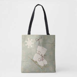 Tote Bag Patins à glace vintage flocon de neige mignonne hi