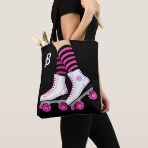 Tote Bag Patins à roulettes rose et noir