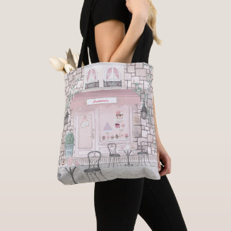 Tote Bag Patisserie de thé fantaisie aquarelle personnalisé