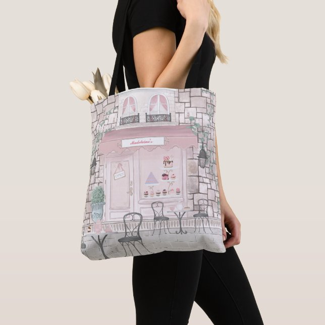 Tote Bag Patisserie de thé fantaisie aquarelle personnalisé (De près)