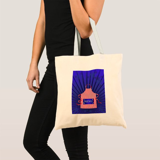 Tote Bag Patriotique USA Chef Rouge Blanc Bleu BBQ Cuisine (Créateur téléchargé)