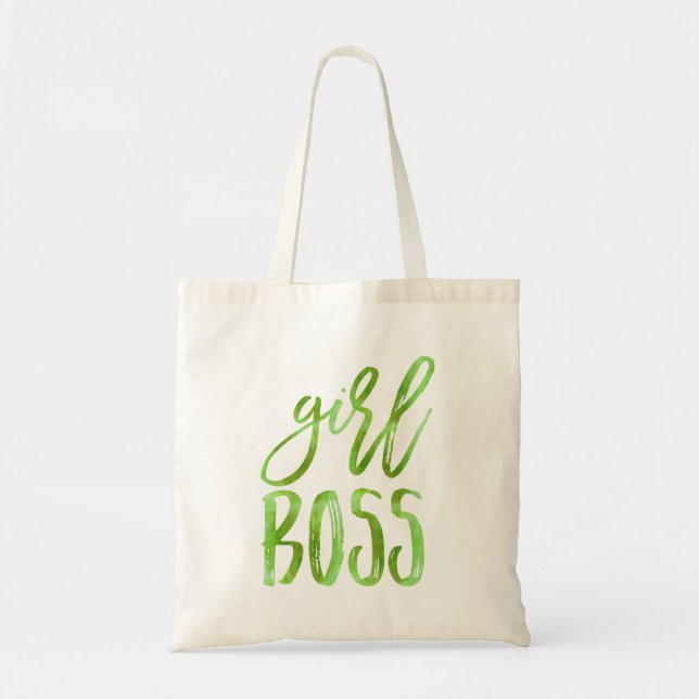 Tote Bag Patron de fille | Aquarelle verte à la chaux (Devant)